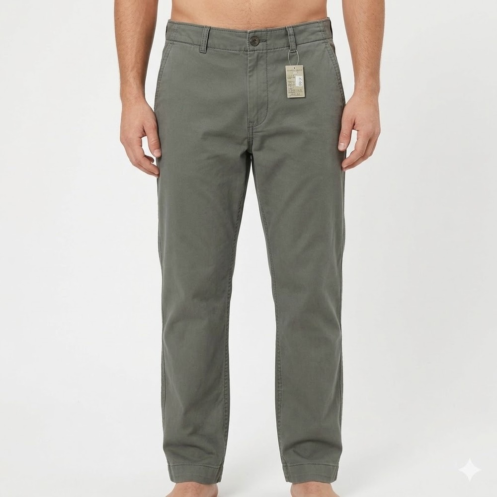 American Eagle Flat Front Chino‎ Pants Men 38x32 Charcoal Grey 100% Cotton NWT